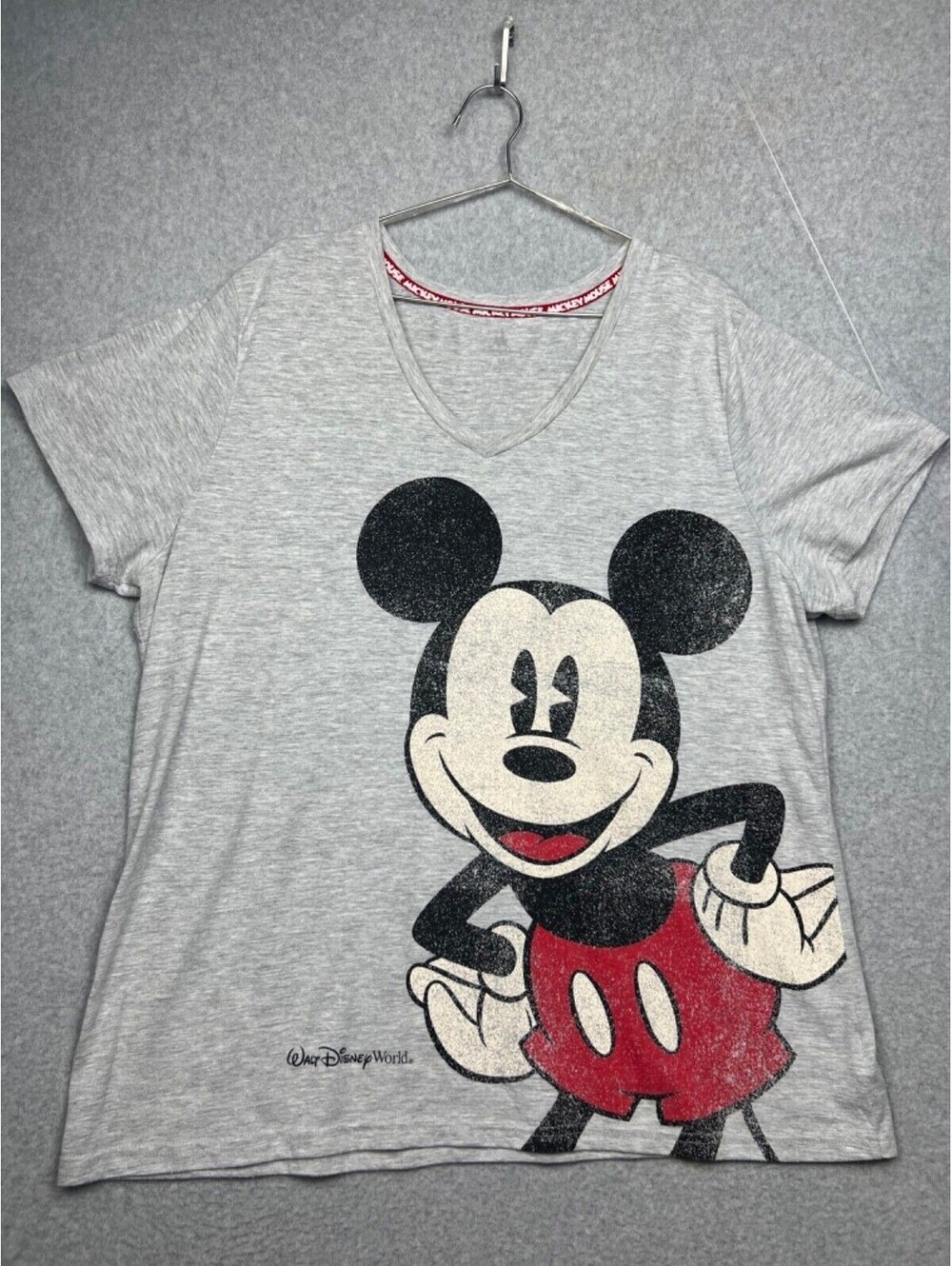 Walt Disney Mickey Mouse V Neck T Shirt Womens Plus 2X Short Sleeve Classic